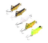 Dilwe 5 Pz 4 Cm Esche da Pesca, Cavalletta Artificiale Esca Dura #2 Materiale ABS Realistici Ami Alti Pesca in Acqua Superiore per Pesci Smallmouth (Vendo cinque)