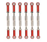 Dilwe 6 Pezzi di Aste di Spinta Regolabili in Lega di Alluminio, Accessori per il Collegamento Dell'asta del Tenditore con 5 Colori, per L'aggiornamento della Serie di Auto RC (rosso)