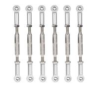 Dilwe 6 Pezzi di Aste di Spinta Regolabili in Lega di Alluminio, Accessori per il Collegamento Dell'asta del Tenditore con 5 Colori, per L'aggiornamento della Serie di Auto RC (SILVER)