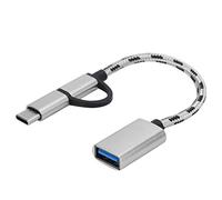 Dilwe Adattatore 2 in 1 USB C e Micro a USB 3.0, Convertitore OTG Dati per Telefoni, Cavo Ricambio 5 Gbps Compatibile con Dispositivi USB C e Micro USB