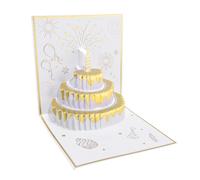 Dilwe Biglietto d'Auguri 3D, Disegno di Fuochi d'artificio per Torta Popup, Luce Musicale, Personalizzazione Fai da Te Pronta, Costruzione di Alta qualità, Set di Auguri Completo, (GOLD)