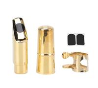 Dilwe Bocchino in Metallo Sassofono Soprano, Bocchino Sax Ad Alto Tiro con Tappo a Clip e Cuscinetti per i Denti
