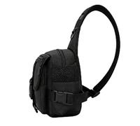 Dilwe Borsa a Tracolla, Zaino a Tracolla in Nylon Resistente All'acqua con Regolabile e Scomparti Multipli, per la Pesca, L'escursionismo, il Campeggio, il Ciclismo, il (BLACK)