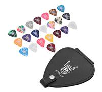 Dilwe Borsa per Plettri per Chitarra, Custodia Porta Plettri in Pelle PU Resistente Ai Graffi di Grande capacità per 22 (con da 22 pezzi)