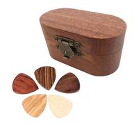 Dilwe Custodia Portatile per Plettri per Chitarra, Supporto di Grande capacità per Musicisti, Accessori in Legno Massello (1 scatola con 5 plettri)