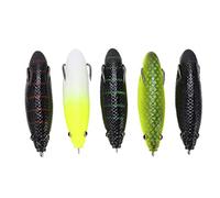 Dilwe Esca da Pesca a Rana da 5 Pezzi, Esca Realistica per Bruco con Occhi 3D e Gancio Extra Grande, Materiale in Gomma Morbida per Stagni, Laghi e Fiumi