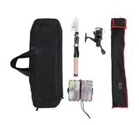 Dilwe Kit Combinato Canna da Pesca Telescopica e Mulinello, Asta Pieghevole con Manico in Sughero per la Pesca D'Acqua Dolce in Acqua Salata da Viaggio (Set combinato da 2,1 milioni)