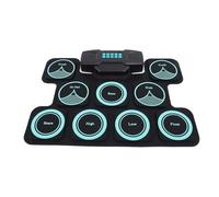 Dilwe Kit di Tamburo Electronic Pad Roll -Up con Doppi Altoparlanti da 2000 MAh Batteria Ricaricabile in Legno in Legno Modalità Gioco DTX per Principianti per Bambini