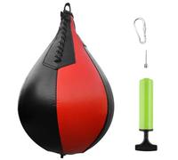 Dilwe Kit Speed Ball da Boxe in Pelle PU con Pompa di Gonfiaggio, Sacco da Allenamento MMA Muay Thai per Allenamenti di Punzonatura (Nero e rosso)