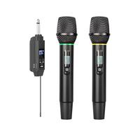 Dilwe Microfonico Wireless Microfono Palmare UHF con Ricevitore Portata 164 Piedi Batteria 5H per Canto Karaoke Festa di Nozze (1 ricevitore con 2 microfoni)