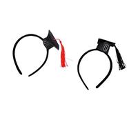 Dilwe Mini Fascia per Cappello da Laurea, Fascia per Cappello da Scapolo da 2 Pezzi con Nappe Rosse Nere per la Festa di Laurea