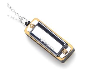 Dilwe Mini Harmonica 4 Trous Collier Harmonica Portable pour Enfants Débutant(Silver)