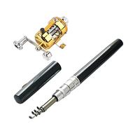Dilwe Mini Telescopico a Canna da Pesca a Canna da Pesca da 21 Cm Pieghevole a Dimensioni di Penna con Bobina di Rotazione in Plastica ST5 P (Black)