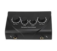Dilwe Mixer audio portatile con due ingressi microfono, ingresso video da 1/4", volume regolabile per karaoke, DJ, home theatre (Drfeifyynawhopt-11)