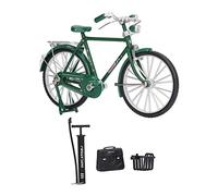 Dilwe Modello di Bicicletta Vintage in Lega 1:10, Bicicletta di Simulazione Realistica in Miniatura per la Decorazione Domestica, Materiale in Lega Resistente per Bambini e Adulti (GREEN)