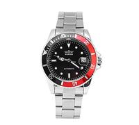 Dilwe - Orologio da polso analogico, da uomo, movimento meccanico automatico, senza batteria, con cinturino in acciaio inox, display 12 ore e Base, colore: Rosso e nero., cod. Dilwet1e46c8fyg-02