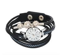 Dilwe Orologio da Polso da Donna, Elegante Orologio da Polso con Quadrante Rotondo, Orologio da Polso al Quarzo con Cinturino in Poliuretano(Nero) Orologio Donna Polso