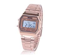 Dilwe Orologio da Polso Rettangolare Digitale Retroilluminato a LED con Cinturino in Acciaio Inossidabile per Uomo Watches Orologio Donna Oro Rosa Donna