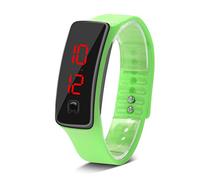 Dilwe Orologio sportivo a LED, orologio da polso impermeabile con cinturino in silicone display elettronico digitale con quadrante da 12 ore per studenti, Verde, Cinghia