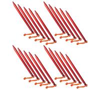 Dilwe Picchetti per Tenda da 20 Pezzi, Picchetti per Tenda in Lega di Alluminio a Forma di V Resistenti con Corde per Tettoia da Campeggio All'aperto 9,1 Pollici (rosso)