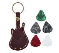 Dilwe Porta del Portachiavi per Chitarra, Porta Portachiavi per Portachiavi PU Pick Bag e Plectrum da 5 Pezzi per Chitarristi (BROWN)