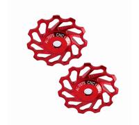 Dilwe Ruota Posteriore per Bicicletta in Lega Resistente con Puleggia in Ceramica, 2 Pezzi Rossoargentoblu 11T/13T per Ciclisti a velocità 7/8/9/10 (11T)