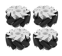 Dilwe Ruote a Mecanum Set 100 Mm 4pcs Set di Ruote Onnidirezionali Omni Robot Robot per Auto 14162 con Cuscinetti POM in Lega di Alluminio Rulli in Gomma 9 Rulli per Ruota 45 Kg di capacità di