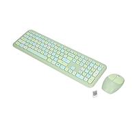 Dilwe Set Mouse e Tastiera Wireless 2.4G per Compatti Retrò per PC/Laptop (Verde)