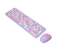 Dilwe Set Mouse e Tastiera Wireless 2.4G per Compatti Retrò per PC/Laptop (Viola)