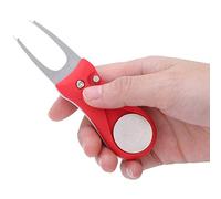 Dilwe Strumento Divot da, Forcella in Acciaio Inossidabile 304 con Manico in Plastica ABS, Estensione Automatica con Bottone a Molla, Design Pieghevole per Riparazione del Tappeto (Rosso)