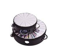 Dilwe Tambourines di Handbell Radiante in Legno, Tamburo Leggero con Jingle a Singola, Strumento Musicale Educativo per Adulti per Bambini, Comodo da Portare per la Festa di Canto da Ballo, Facile