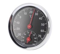 Dilwe Termometro Igrometro Rotondo Senza Fili, Misuratore di Temperatura Meccanico per Interni Ed Esterni in Lega di Alluminio da 14°F a 158°F per Cameretta per Auto