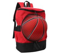 Dilwe Zaino da Basket, Tasche Multiple, Tessuto Oxford, Cinghie Regolabili, con Buchi Traspiranti per Viaggi, Pratiche, Tornei (Rosso con)