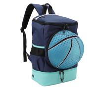 Dilwe Zaino da Basket, Tasche Multiple, Tessuto Oxford, Cinghie Regolabili, con Buchi Traspiranti per Viaggi, Pratiche, Tornei (Blu Navy con Lago Blu)