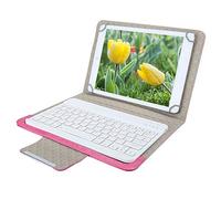 Dilwe1 Tastiera per tablet da 10 '', tastiera wireless Bluetooth portatile 2 in 1 e custodia in pelle PU, universale per tablet e telefono cellulare con schermo enorme
