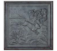 Dim. 50 x 50 Lastra decorata ghisa mod. CONIGLIO per camino e termo camini stufe