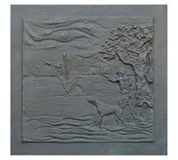 Dim 78x75 Lastra decorata ghisa CACCIATORE per camino termo camini stufe