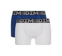 DIM Boxer 3D Flex Air Traspirabilità Uomo x2, Blu Acciaio/Bianco, XL