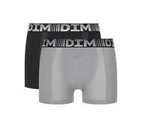 DIM Boxer 3D Flex Air Traspirabilità Uomo x2, Nero/Grigio Perla, M