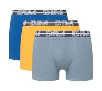 DIM Boxer in Cotone Elasticizzato Powerful Uomo x3, Grigio Topo/Giallo Mimosa/Blu Acciaio, S