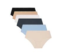 DIM Boxer Donna Set da 6 | Les Pockets Cotone Ecodim Confortevole e Morbido | Cintura Invisibile | Finiture Extra Piatte | Multicolore, Lotto Camicia Blu, S