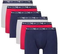 DIM Boxer in Cotone Elasticizzato Traspirante Supporto Ottimale Uomo x6, Blu denim/rosso topazio/acciaio, XXL