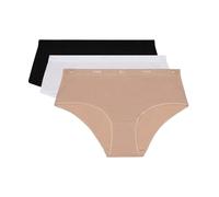 Dim Boxer Les Pockets Ecodim in Cotone con Finiture Piatte Donna x3, Bianco/Pelle/Nero, L