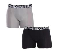 DIM Boxer Long 3D Flex Air Traspirabile Uomo x2, Nero/Grigio Perla, XXL