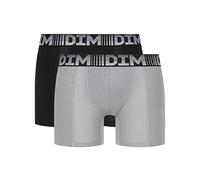 DIM Boxer Long 3D Flex Air Traspirabile Uomo x2, Nero/Grigio Perla, XXL