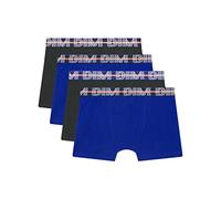 DIM Boy - Boxer Ecodim in cotone elasticizzato colorato x4 | Cintura con logo DIM | Colori dinamici | Comfort elasticizzato, Blu/Nero/Blu, 12 anni