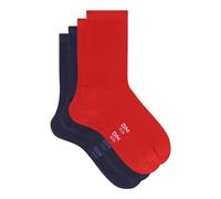 DIM Calzini Tallone Rinforzato in Cotone Resistente Donna x2, Rosso/Blu, 35-38