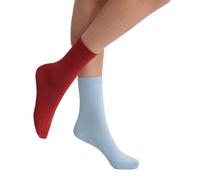 Dim Calzini Tallone Rinforzato in Cotone Resistente Donna x2, Rosso passione/blu lavanda, 35-38