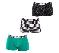 DIM Boxer Cotone Elasticizzato Vibes Uomo x3, Nero/Bianco/Verde, XL