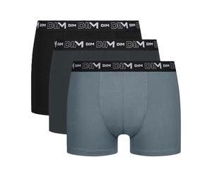DIM Coton Stretch Respirant Maintien Optimal x3 Boxer a Pantaloncino, Noir/Gris Granit/Gris Souris, M (Pacco da 3) Uomo